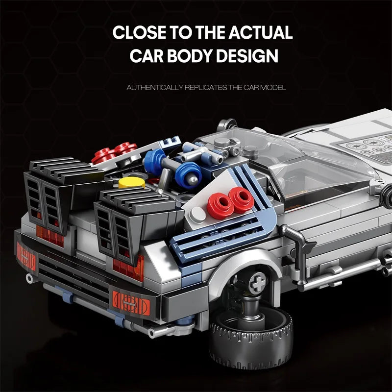 EZ 1:24 Classic Movie Racing Car Building Blocks MOC Model Sport Cars Toys Back Future Bricks Vehicle Festival Gifts for Boys Kids
