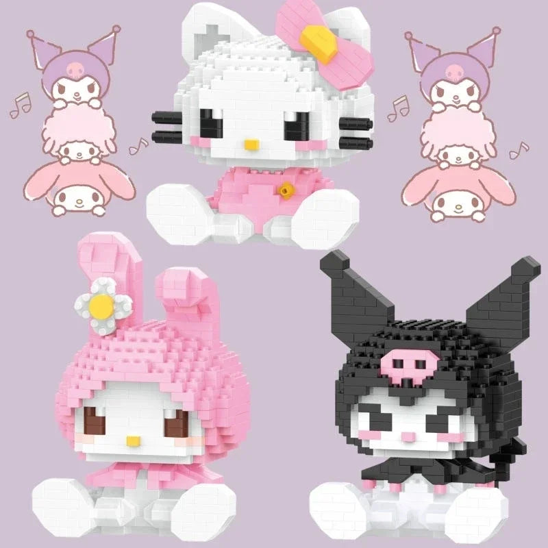 EZ KEEPPLEY Sanrio Anime Hello Kitty My Melody Cinnamoroll Pompompurin Kuromi Building Blocks Girl Kid Holiday Christmas Gift