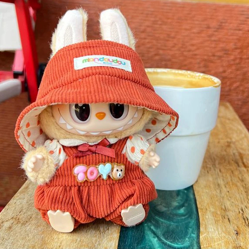 EZ Mini Plush Doll'S Clothes Outfit Accessories For Korea Kpop Exo Labubu Idol V1 V2 bubble overalls hat Clothing Gift