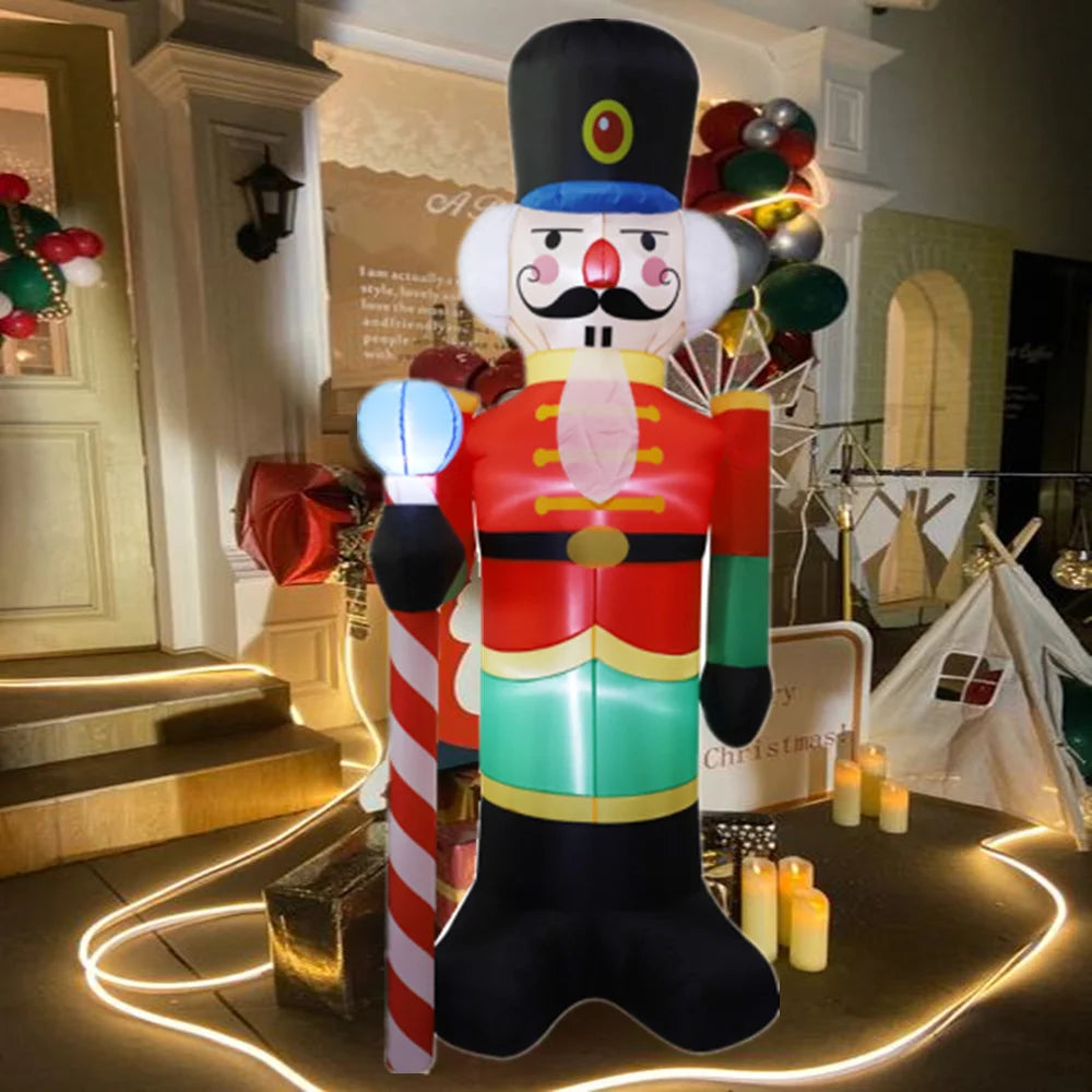 EZ 2.4M Inflatable Nutcracker Soldier built-in LED Light Outdoors Christmas Decorations for Indoor Home Yard Garden Xmas Decoratio