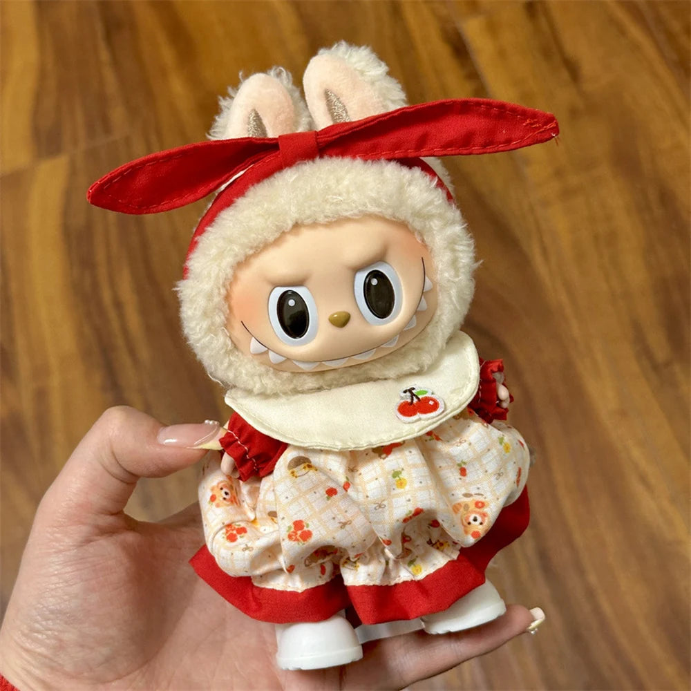 EZ 17cm Labubu Plush Doll Skirt - Cute Skirt Set Clothes Strap Pants Clothing Set Suitable for DIY Clothing Accessories Gifts