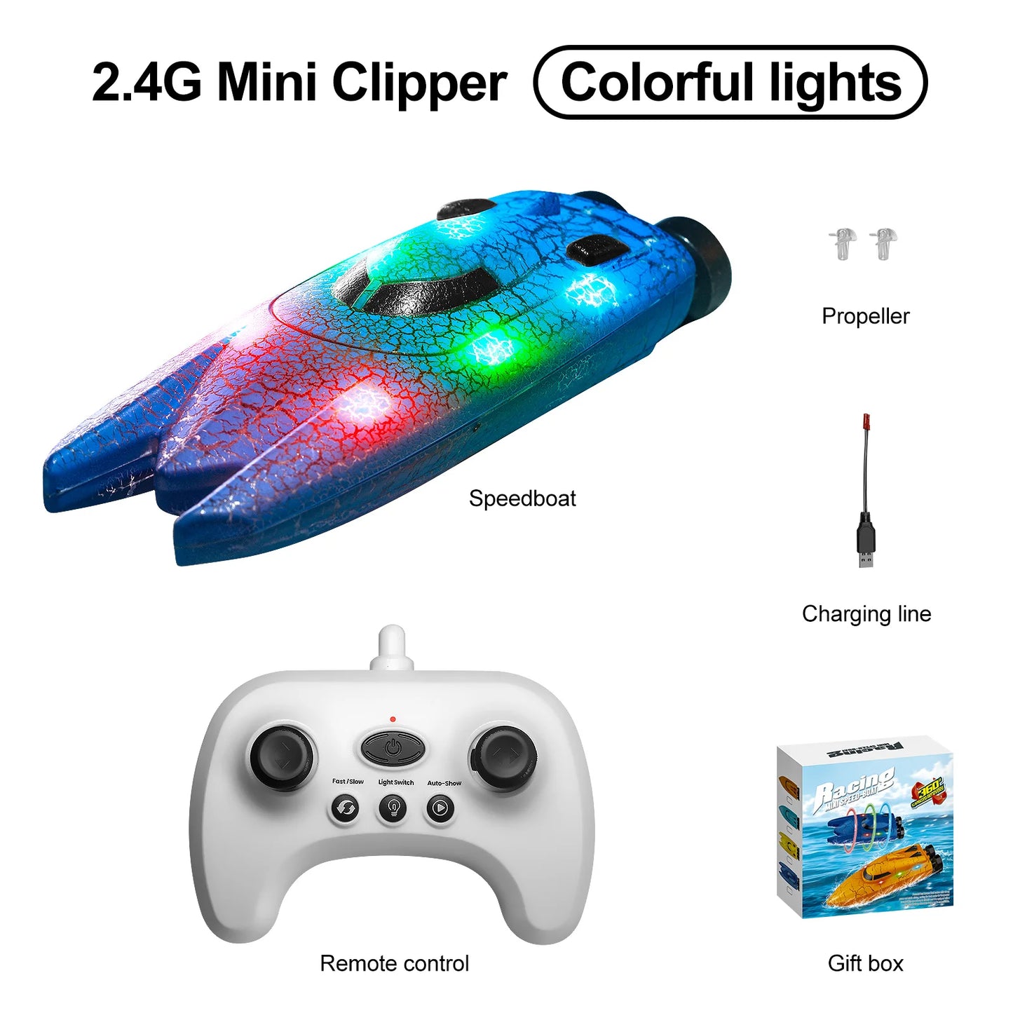EZ Mini Remote Controlled Boat Rc Stunt Boats 360 Degree Radio Remote Controlled Ship with Led Light Pool Water Toy Pool Toys Boys