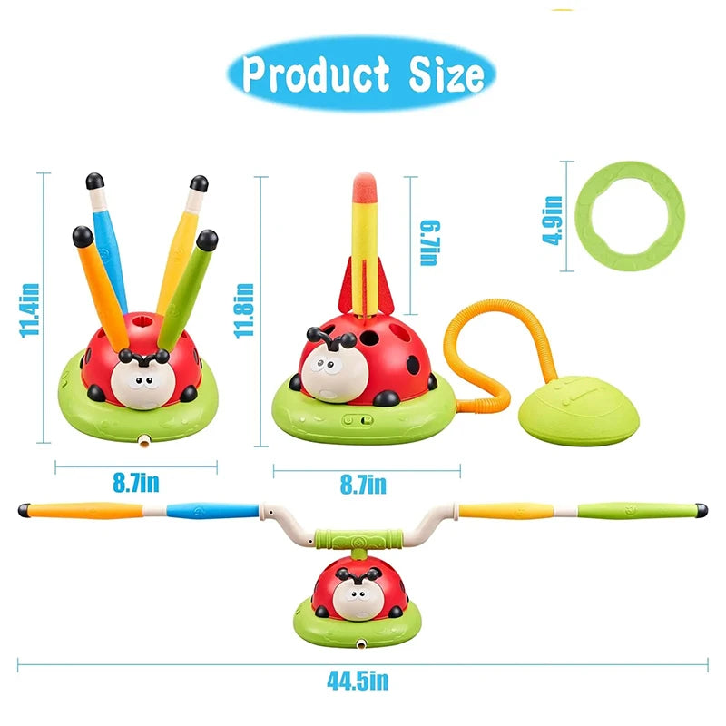 EZ Ladybug Sport Entertainment Game Toy Multifunction Rope Skipping Machine Ferrule Jump Rocket Launcher Outdoor Educational