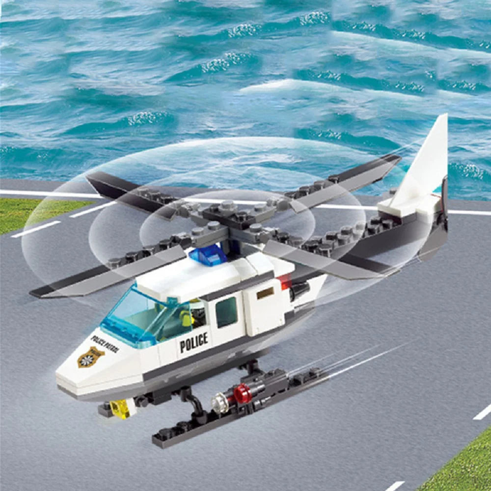 EZ 102pcs Police Helicopter Creative Building Blocks DIY City Series Bricks Toys Halloween/Thanksgiving Day/Christmas Gift