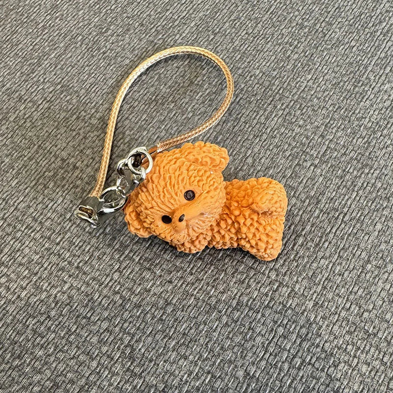 EZ 15cm/17cm Labubu Doll Accessories - Mini Adorable Resin Flocking 3D Bichon Frise Dog Pendant Charms