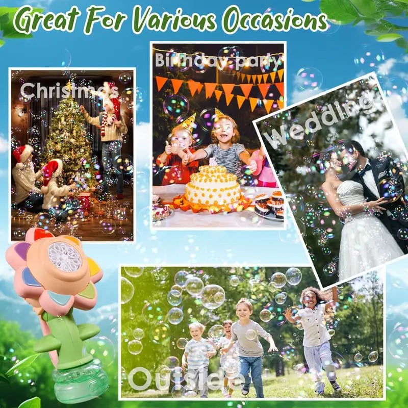 EZ Sunflower Bubble Machine for Kids Automatic Flower Bubble Toy with Light for Toddlers Bubble Maker Blower for Kids Outdoor Toys