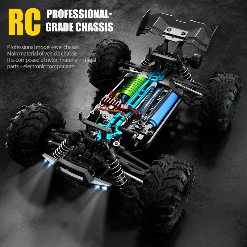 EZ 16103 Fast Rc Cars 50km/h 1/16 Off Road 4WD with LED Headlights,2.4G Waterproof Remote Control Monster Truck for Adults and Kids
