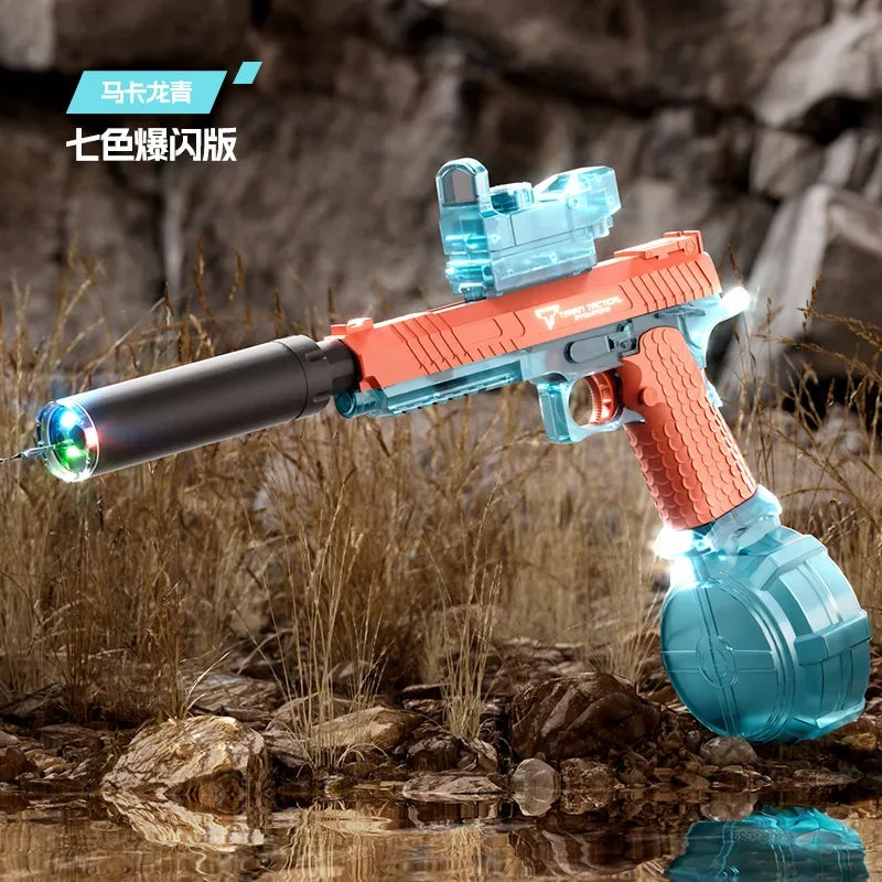 EZ Automatic Desert Eagle Water Gun Toys Electric Shooting Flashing Lights Battle Water Pistol Spray Outdoor Pool Toys for Boy Gift