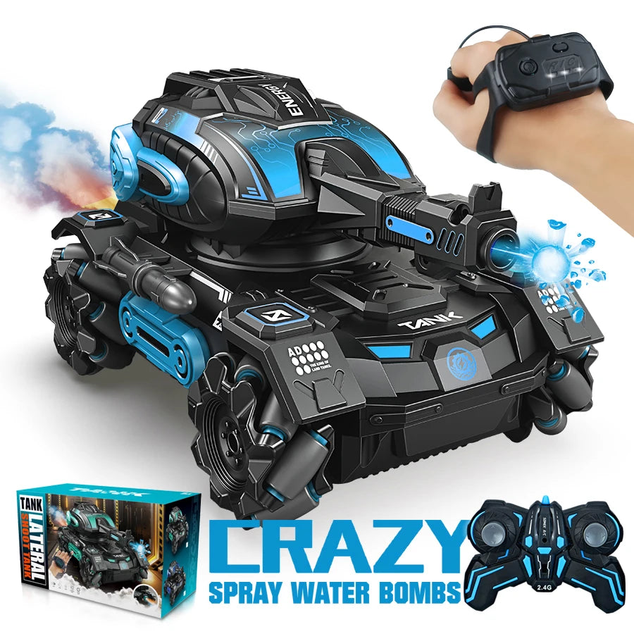 EZ RC spray car 2.4G four-wheel stunt launch water polo tank car boy machine armour  toy car Watch requires additional purchase