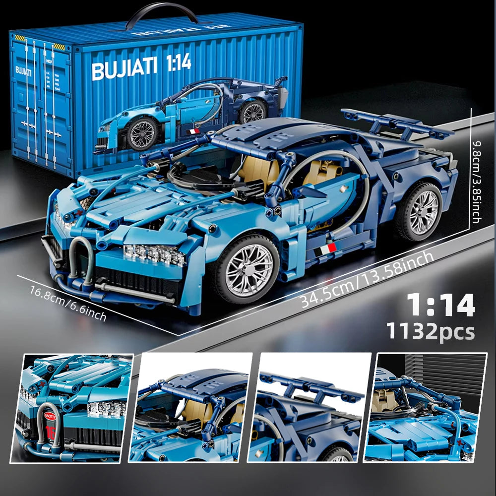 EZ ToylinX 1:14 Building Blocks Car MOC City Speed Car Luxury Auto Racing Vehicle with Super Racers Bricks Toys for Children Gift