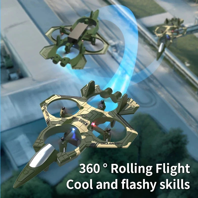 EZ K500 MAX RC Plane Fighter 2.4G Remote Control Stunt Glider 360 ° Rolling Flight Flying EPP Foam Airplane with LED Toys for Kids