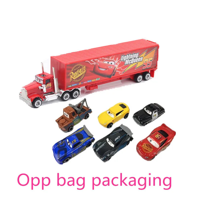 EZ 6-7pcs Disney Pixar Car 3 2 1 Lightning Mcqueen Truck Mack Jackson Storm Diecast Metal racing Car dinoco racer toy Set Boy Gift