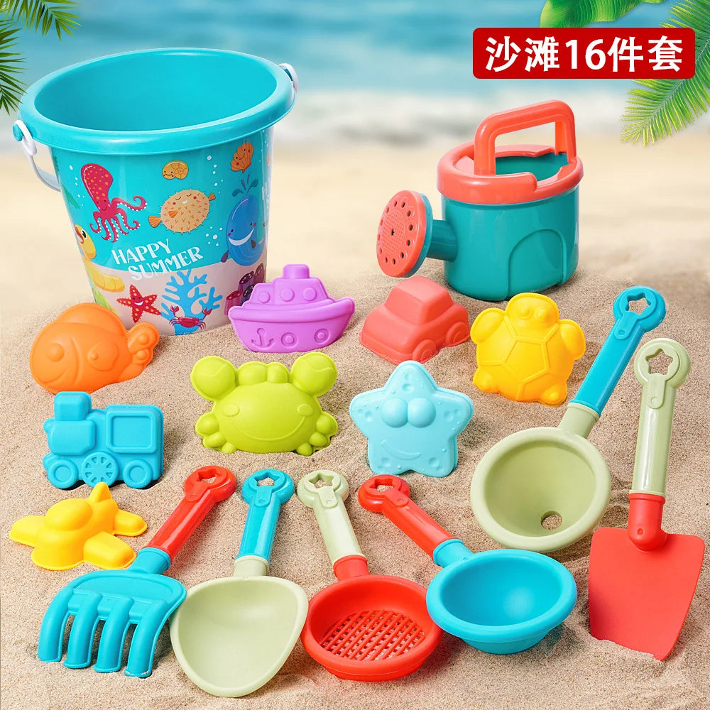 EZ Summer Beach Set Toys For Kids Digging Sand Plastic Bucket Watering Bottle Shovels Children Beach Water Game Toys Tools