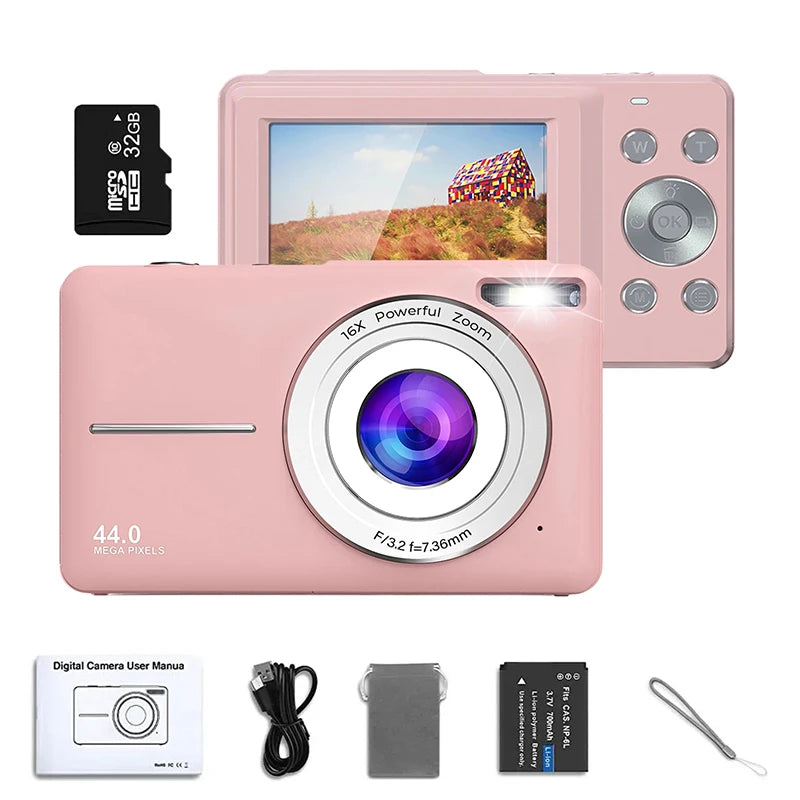 EZ Digital Camera Children Camera for Children Camcorder with 16x Zoom Compact Cameras 1080P 44MP Cameras for Beginner Photography
