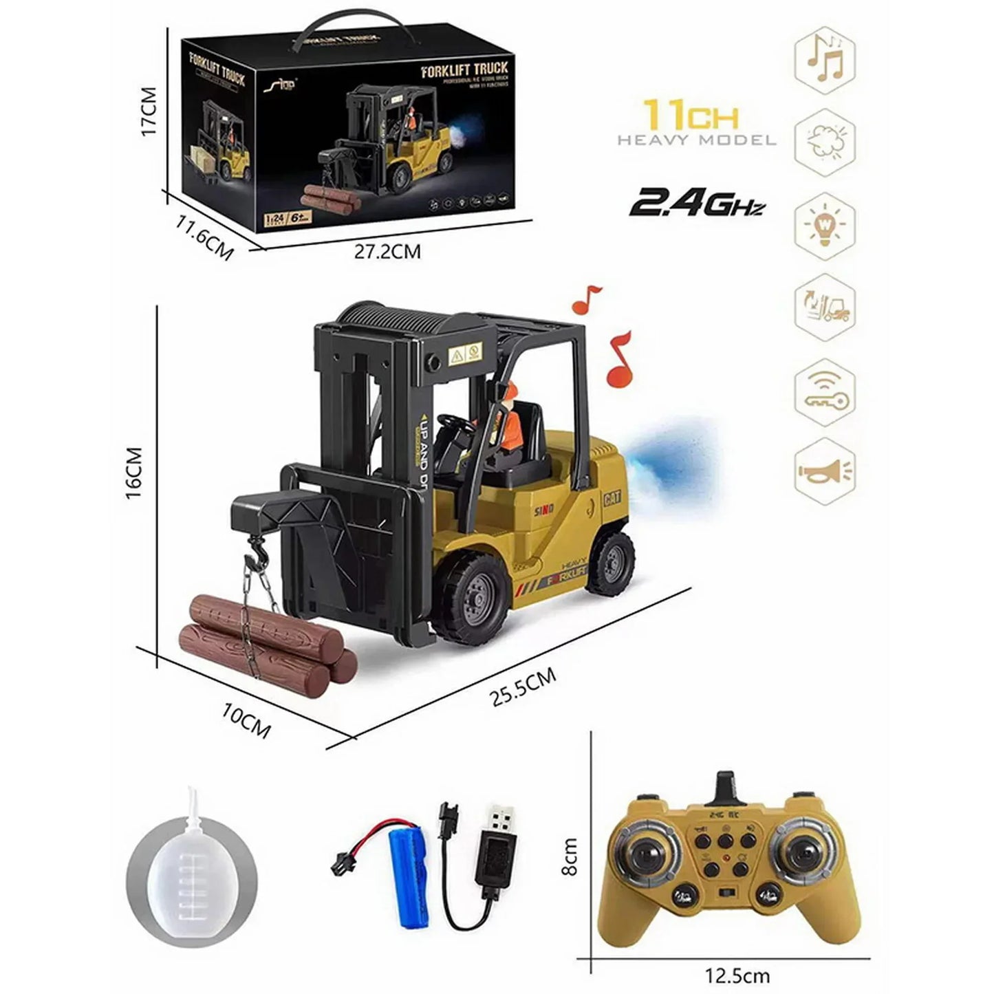 EZ 2.4G RC Radio Control Forklift Car Truck Electric Toy Engineering Vehicle Model Children Christmas Kids Boys Gifts Outdoor Toys