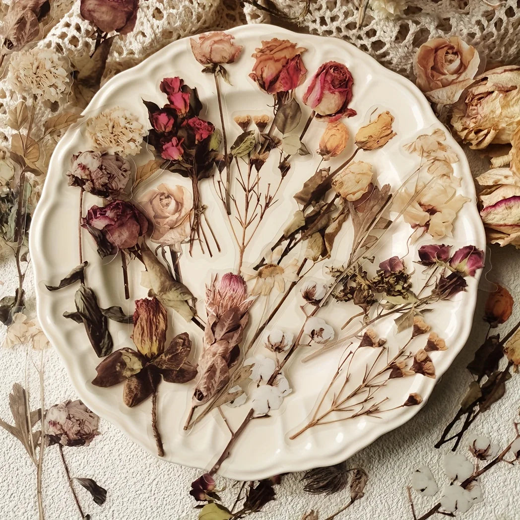 EZ 40 pcs Rose Plant PET Stickers Flowers And Leaf Scrapbook Deco Sticker Label Diary stationery Junk Journal Planner Materials