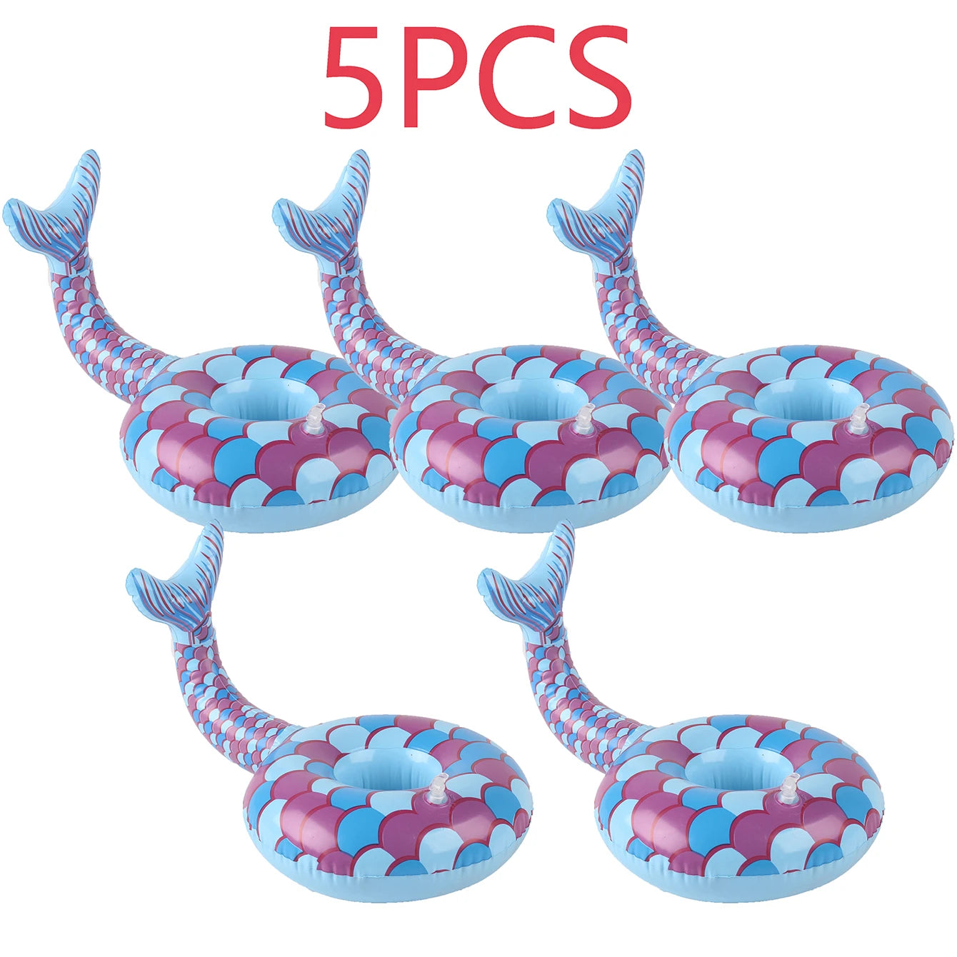 EZ 5/10PCS inflatable cup holder set tray, inflatable swimming pool drink holder floating coaster, summer swimming pool party.