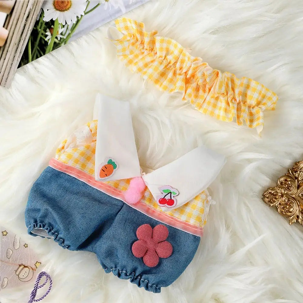 EZ 20cm Cotton Doll Clothes With Headwear Bow Headband Accessories Plush Dolls Dresses Skirt Decoration for EXO Idol Doll Accessory