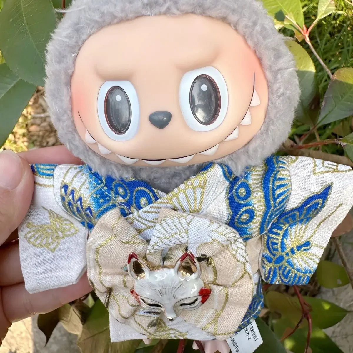 EZ Skull Panda Labubu Japanese Style Dress for 17cm Labubu Doll Outfit Koi Cherry Blossom Pattern Kimono Doll Suit Doll Clothes Set