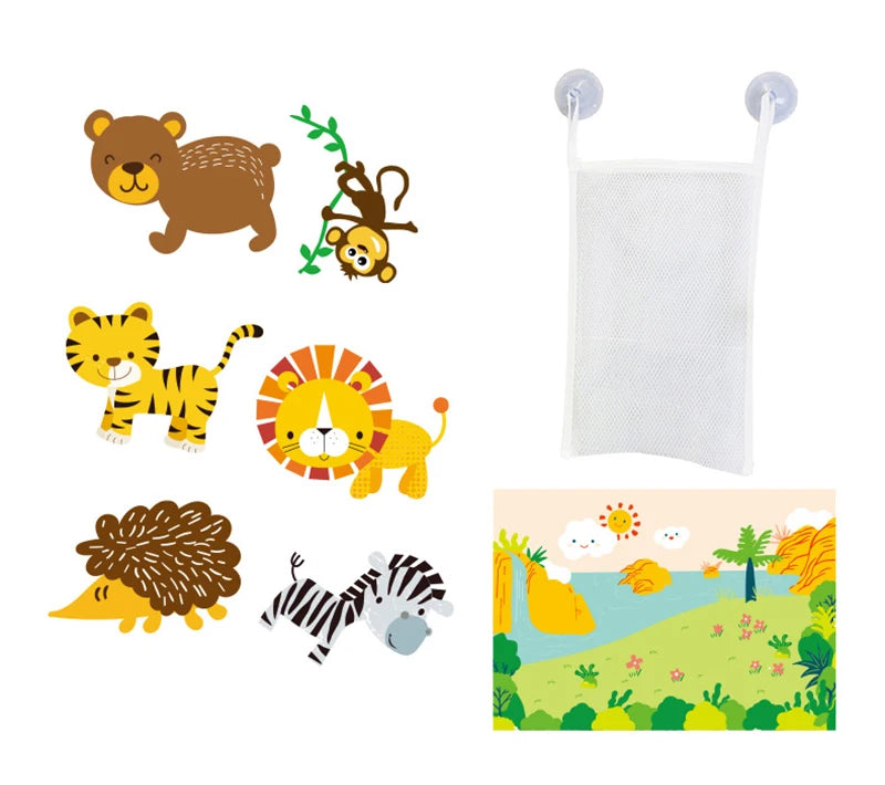 EZ Baby Toy Animal Bath Toys for Kids Soft EVA Paste Bathroom Toys Animal Cognitive Floating Water Toys for Boys Girls 2 to 4 Years