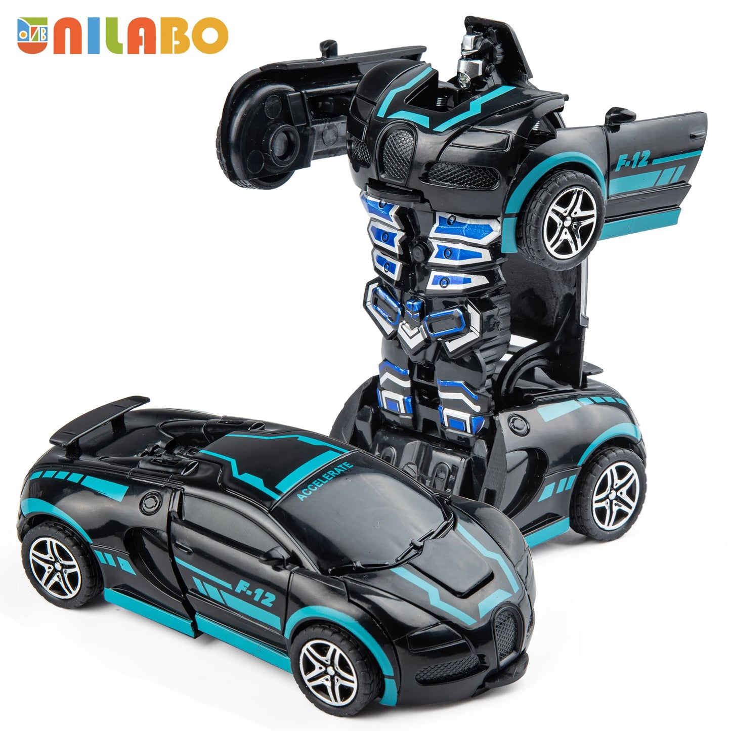 EZ Transformable Robot Sports Car Toys, No Batteries, Educational Kids Gift, Colorful Model Vehicle for Play Learning