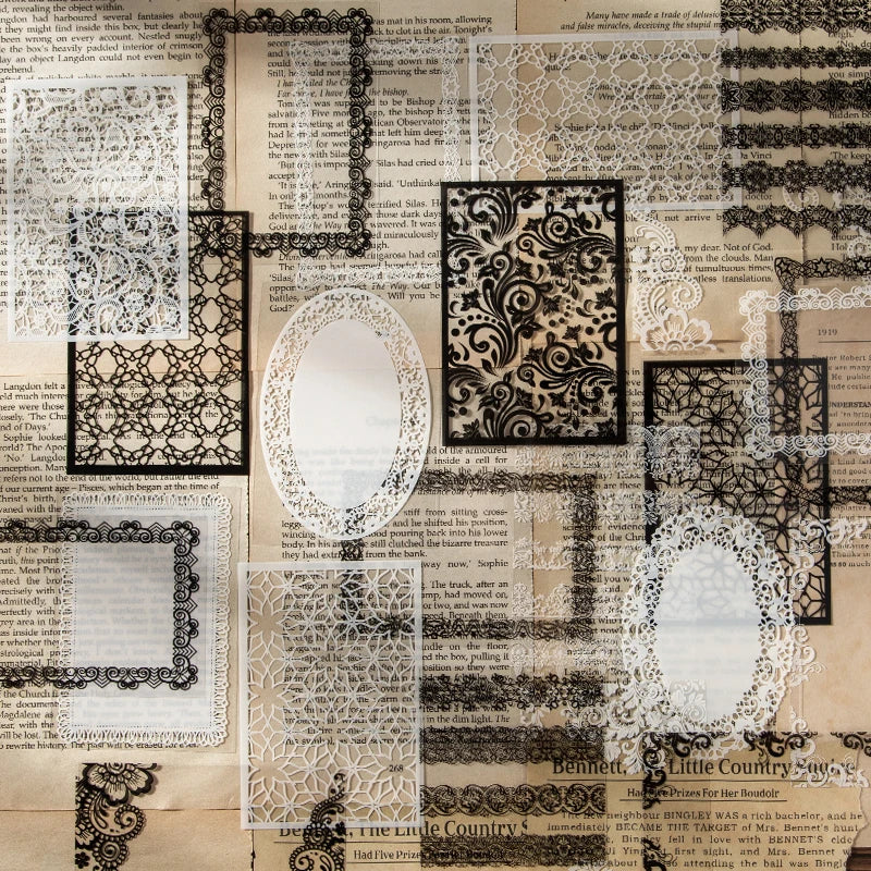 EZ 30 pcs Lace Sticker Book Decorative Scrapbooking Diary Album hand made Collage material Junk Journal Creative Background paper