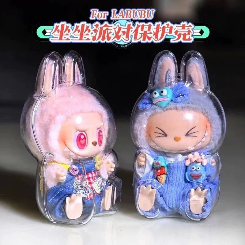 EZ Transparent Protective Cover for Labubu Monster Toy Elf Doll Cover Storage Box Cute Elf Plushie Display Cover for Party Dolls