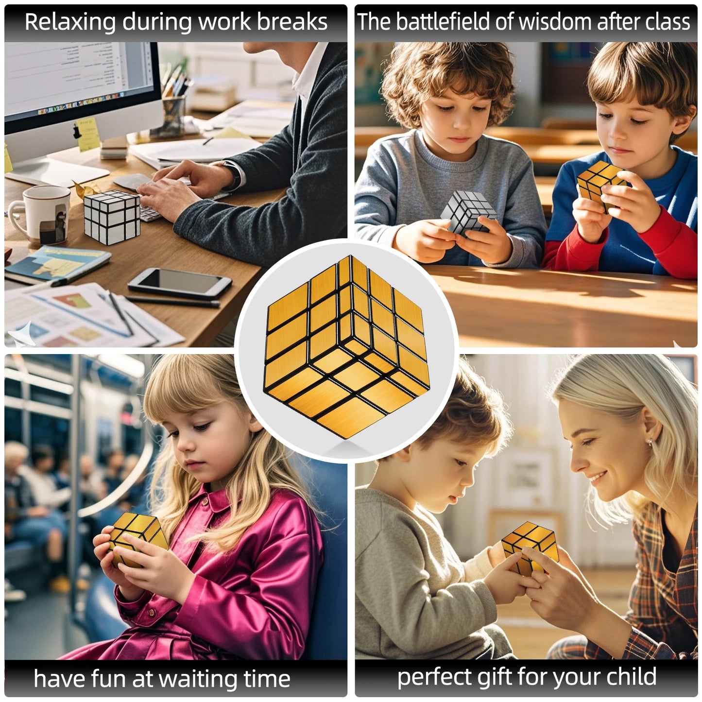 EZ SENGSO Mirror Cube 2x2 3x3 4x4 Magic Tower High-Reflectivity Puzzle Toy - Birthday Gift for Adults & Children's Logic Training