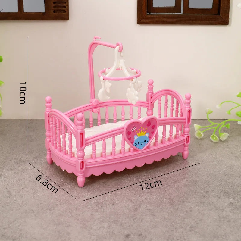 EZ New Stock Mini Labubu Doll Bed Model Dollhouse Bedroom Furniture 1/12 Dollhouse Simulation Dolls House Accessories