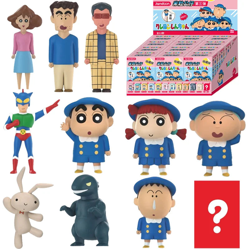 EZ Crayon Shin-Chan Anime Figures Creative Peripheral Dinosaur Diary Baby Rice Grains Doll Model Blind Boxs Toys Children's Gifts