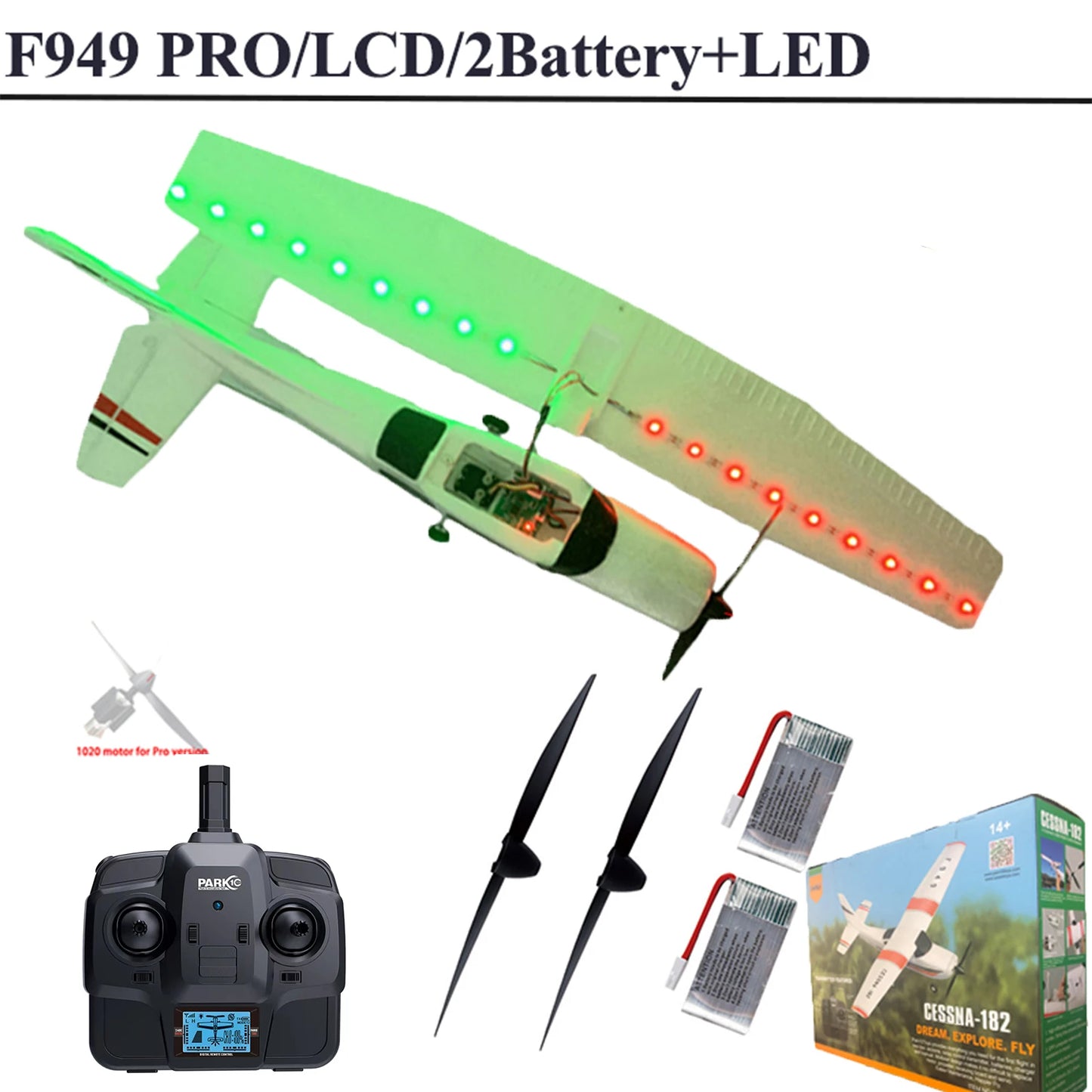 EZ WLtoys 2.4G F949 LCD Version RC Airplane Cessna 182 3D6G 3Ch Fixed Wing Plane Outdoor Drone RTF With Gyroscope And Night