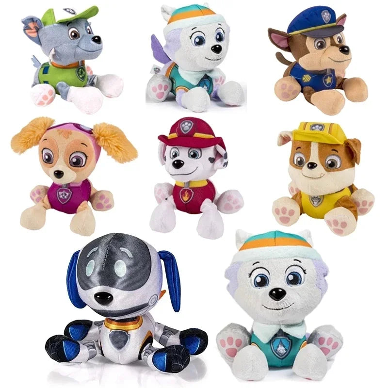 EZ Paw Patrol Plush Doll Chase Rock Animal Dog Cartoon Model Action Figures Movies Peripherals Children Birthday Gift