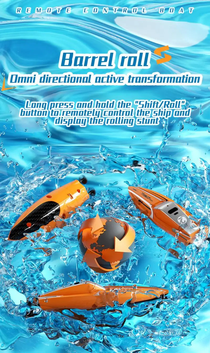 EZ RC Racing Speedboat 2.4G Mini Remote Control Stunt Boat Electric Radio Control Ship Double Motor Waterproof Toy Children's Gift