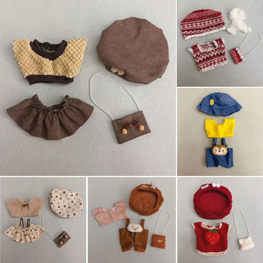 EZ 20cm Cotton Doll Lovely Princess Dresses Plush Dolls Clothes Dresses Skirt Decoration Skirt With Cartoon Headband Accessories