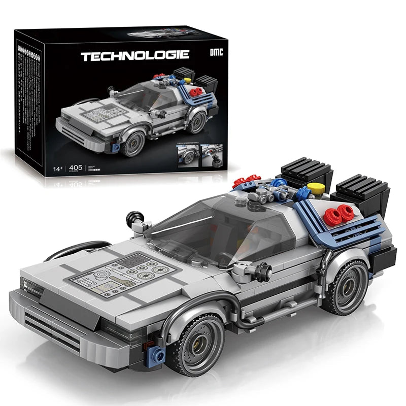 EZ 1:24 Classic Movie Racing Car Building Blocks MOC Model Sport Cars Toys Back Future Bricks Vehicle Festival Gifts for Boys Kids