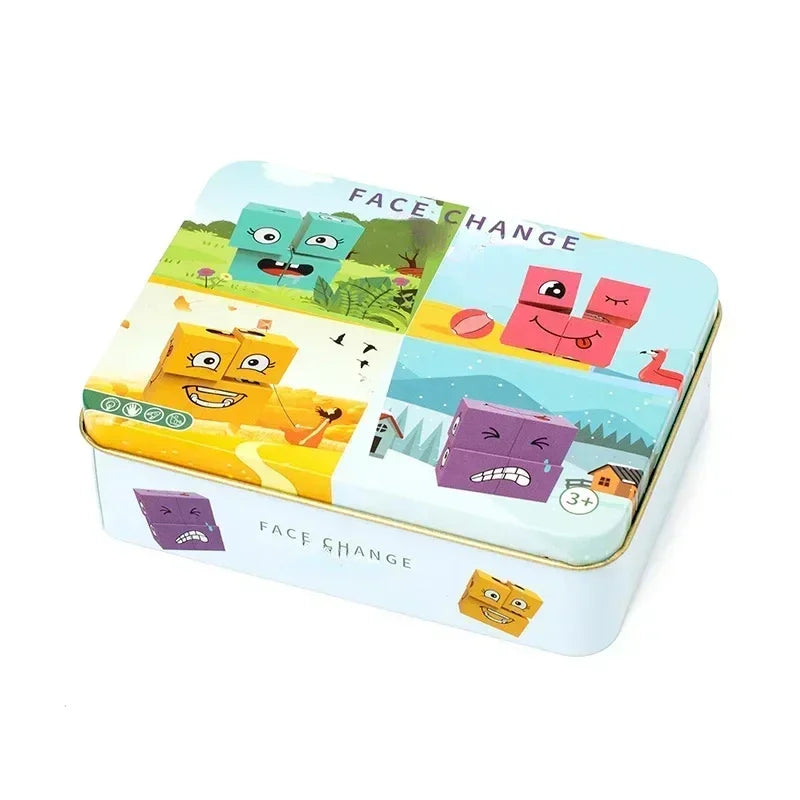 EZ Cube Face Changing Building Blocks Board Game Wood Puzzle Montessori Expression Wooden Blocos for Children Battle Table Game