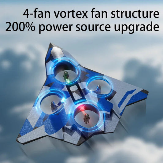EZ CZ36 2.4G 10CH RC EPP Foam Fighter Plane - 360 Degrees Stunt Tumbling, One-Key Takeoff, LED Lights - Best Kids Toy Gift