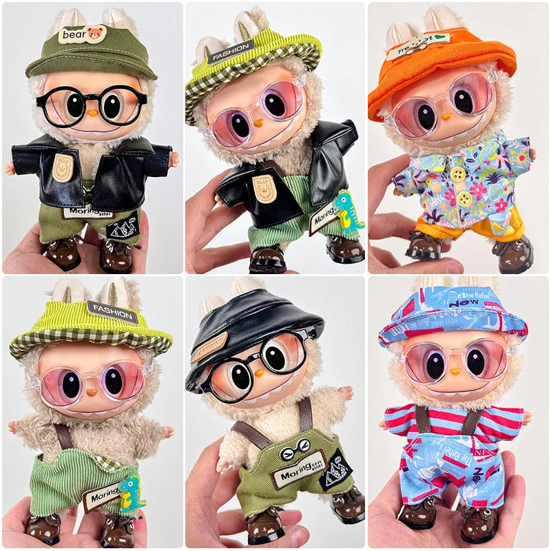 EZ For Labubu Clothes 17cm Labubu Plush Toy Pendant Clothes Replace Cute Fashionable Suit Fashionable And Cute Dress-up Accessories