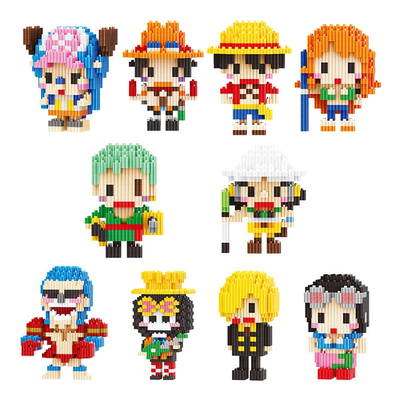 EZ One Piece Connection Building Blocks Luffy Chopper Nami Sanji Zoro Usopp Ace Franky Brook Robi Diamond Brick Figure Toy For Kids