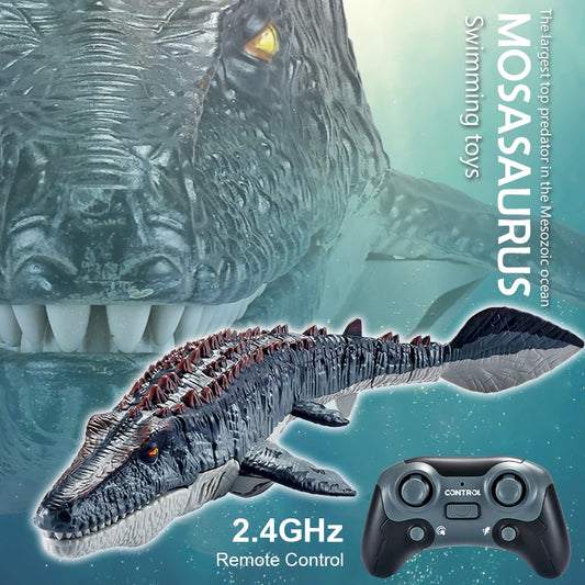 EZ 2.4G Remote Control Dinosaur Boat RC Mosasaurus Dinosaur Pool Water Outdoor Toys for Boys and Girls Kids Birthday Gifts