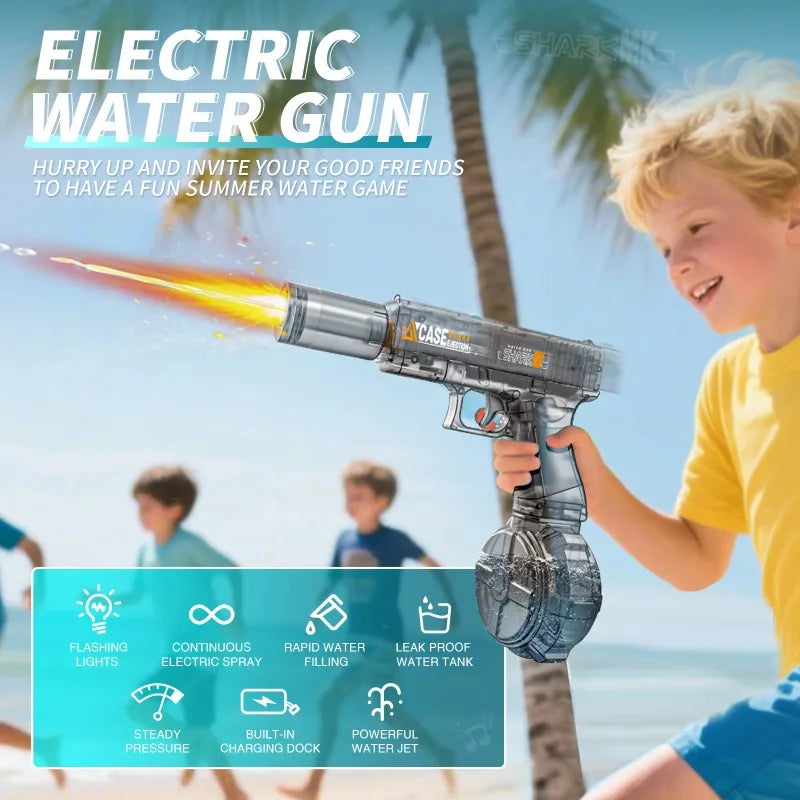 EZ Children Electric Water Guns Toys Summer Outdoor Beach Pool Games Portable High Powered Automatic Led Water Pistol Kids Toy Gift