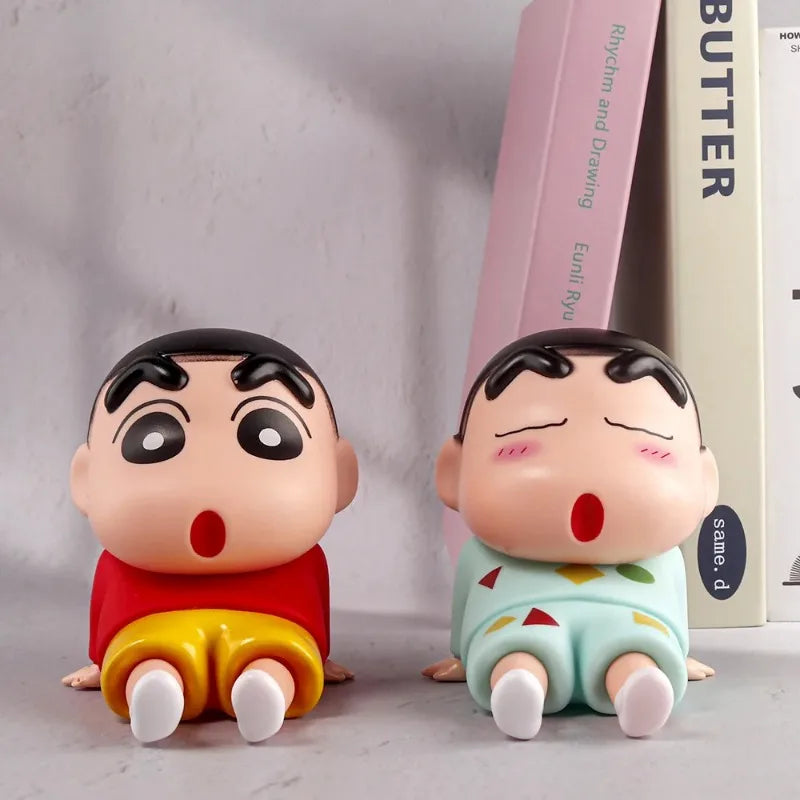 EZ Crayon Shin-Chan Anime Figure Phone Holder Kawaii Desktop Ornaments Phone Support Mini GK Collection Decoration Toys Gifts