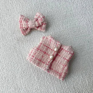 EZ For Labubu Sitting Party Series Classic Dress Grid Style Small Fragrance For Labubu v1 v2 v3 v4 Labubu Clothes Design style