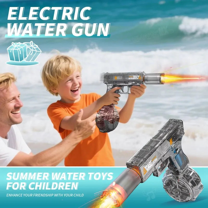EZ Children Electric Water Guns Toys Summer Outdoor Beach Pool Games Portable High Powered Automatic Led Water Pistol Kids Toy Gift