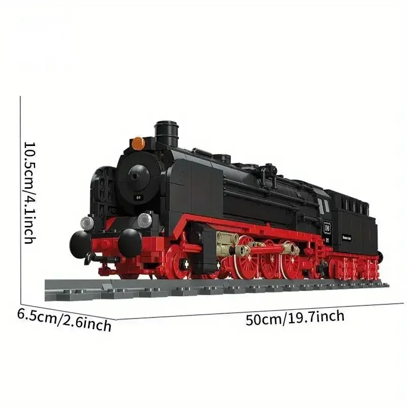 EZ 1173PCS Retro Creative Steam Train Building Blocks City Railway Track Train Assemble Bricks Desktop Decoration Childrens Gifts