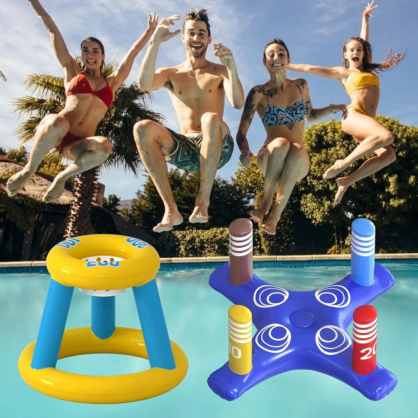EZ Inflatable basketball stand, water inflatable adult outdoor swimming pool game, hoop basketball