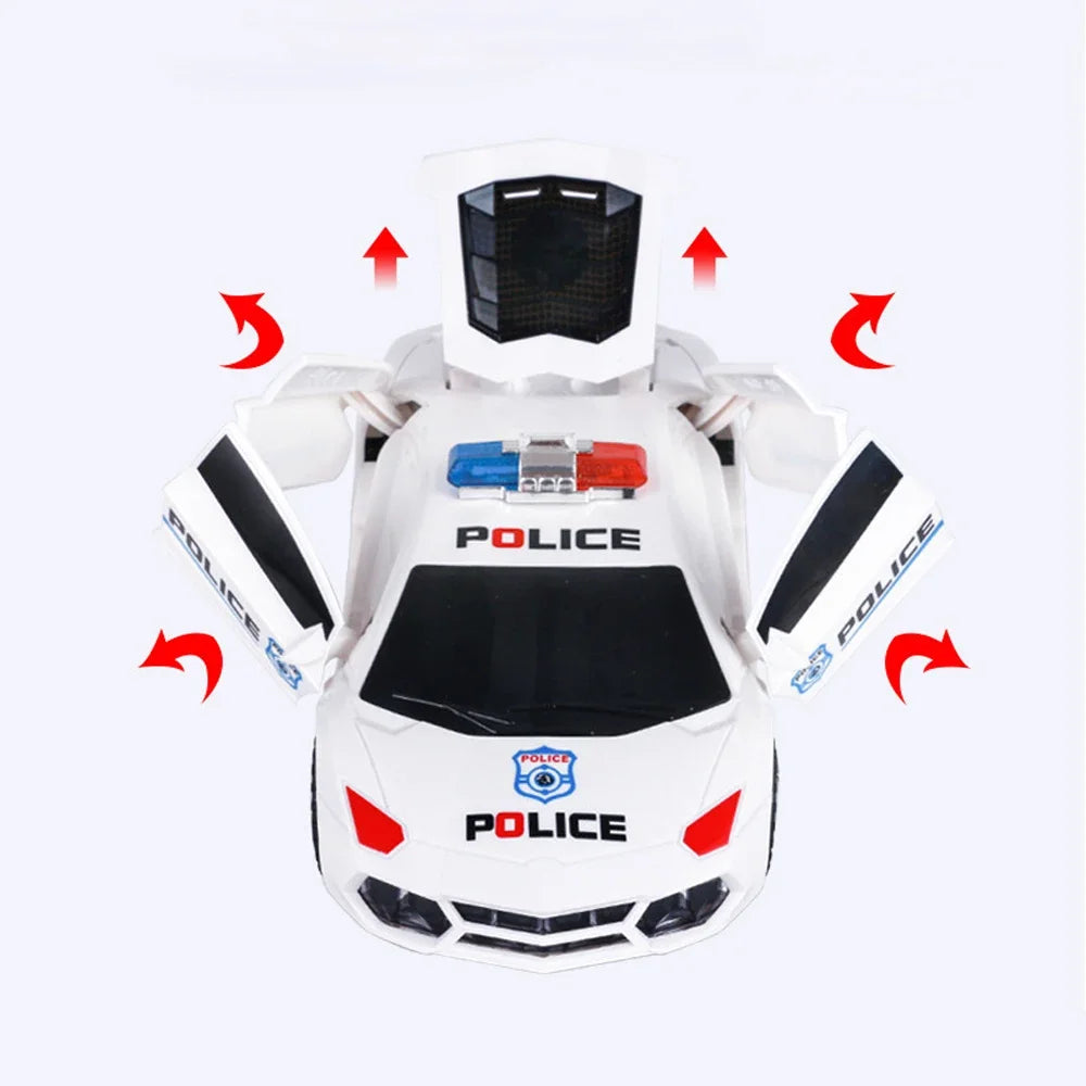 EZ Kids Led Electric Car Toy Police 360 Degree Rotary Wheels Cool Lighting Music Door Open Kids Electronic Car Toys for Children