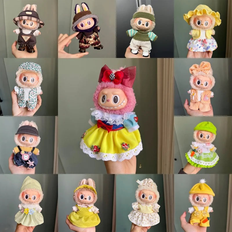 EZ Mini Plush Doll Clothes Outfit Accessories for 17cm Labubu V1 V2 and Multiple Series - The Perfect Attire for Your Doll