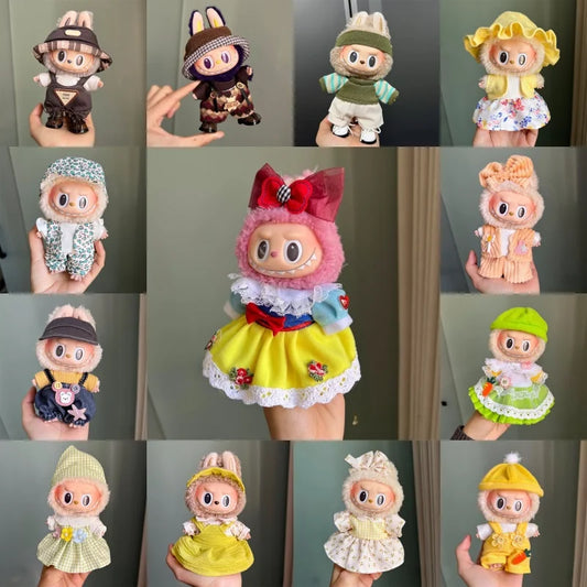 EZ Mini Plush Doll Clothes Outfit Accessories for 17cm Labubu V1 V2 and Multiple Series - The Perfect Attire for Your Doll