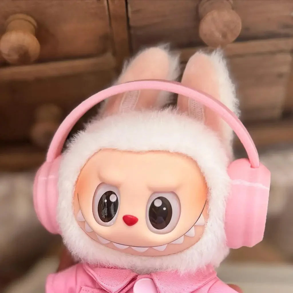 EZ For 15/17cm 3.0 labubu v1/v2/v3  clothes pink set love outfits Cherry Decorated Jumpsuit Replacement for Decoration Accessories